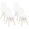 Fabulaxe Plastic DSW Shell Dining Chair with Solid Beech Wooden Dowel Eiffel Legs, White, PK 4 QI003746.WT.4 - alternate 1